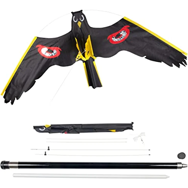 GARDIGO® Vogelscheuche Drachen | 9m Glasfaser Teleskopstange Extra Lang I Vogelabwehr für den Garten | Vogelschreck für Kirschbaum, Rasen, Feld | Vogel Abschreckung Drache Teleskopstab – Bild 1