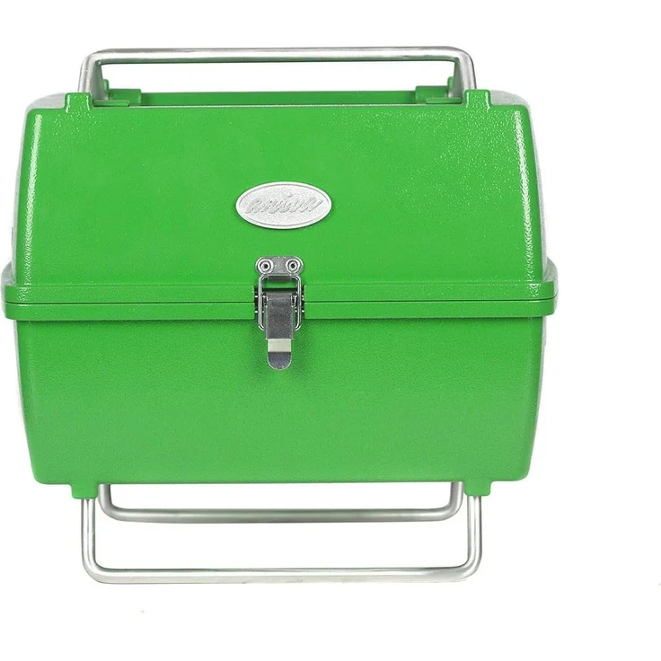 OMAC Tragbarer Holzkohlegrill, faltbarer Grill für Garten und Outdoor, grüner Picknickgrill, 13-teiliges BBQ Set