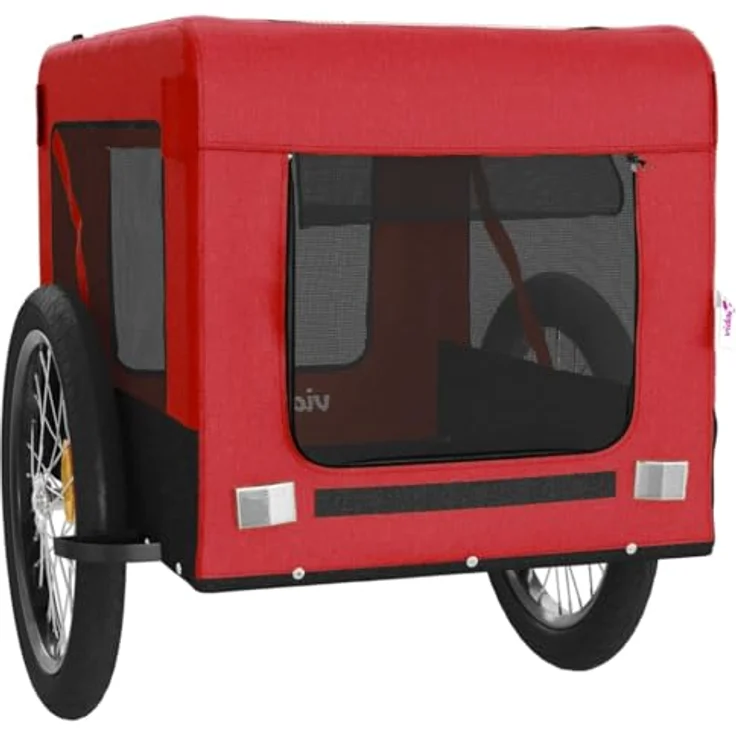 vidaXL Hunde-Transportbox Fahrradanhänger Hunde Rot und Schwarz Oxford-Gewebe Eisen, 45 kg maximale Tragfähigkeit – Bild 6