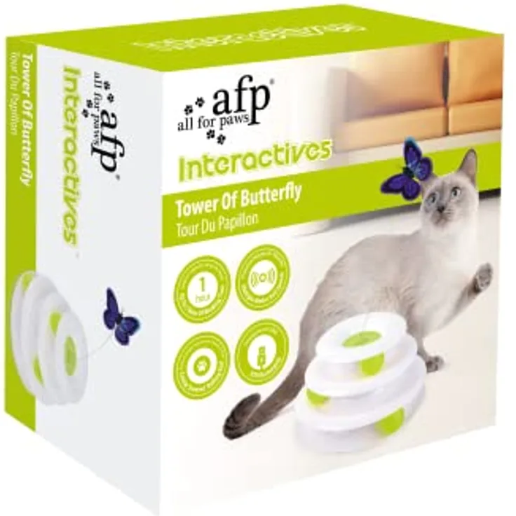 All for Paws Cat Toy Interactive Tower Of Butterfly 25X25X14Cm - (787.7560) (Welpenspielzeug), Hundespielzeug