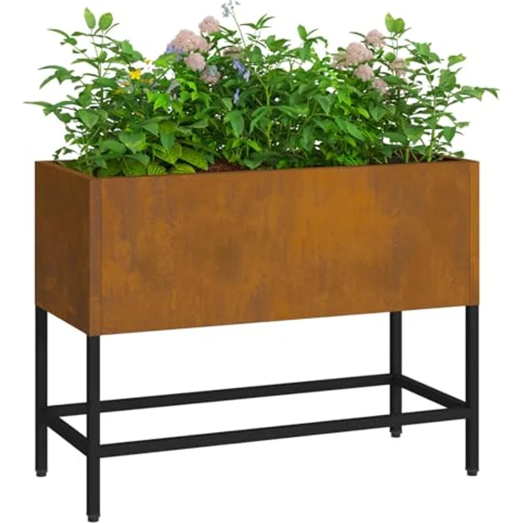 vidaXL Hochbeet aus Cortenstahl, rechteckig 60x26x45 cm, braun, wetterfest, für Innen- und Außenbereiche – Bild 3