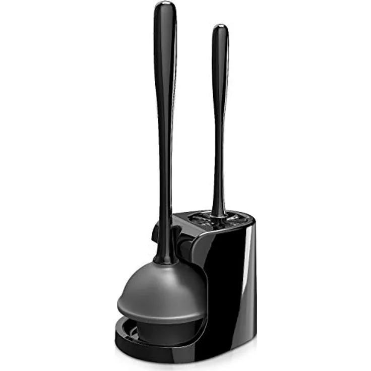 MR.SIGA WC Saugglocke und Toilettenbürste Set, Pümpel und Klobürste mit Halter für Bad und WC, Schwarz, 1 Set