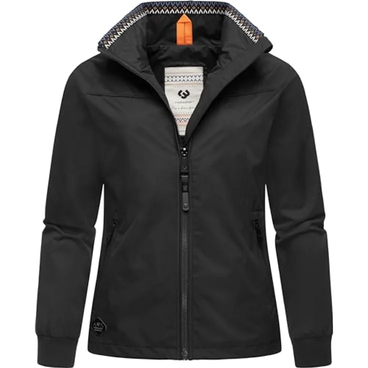 Ragwear Apola, Damen Übergangsjacke, wind- und wasserdicht mit Rippbündchen, Schwarz, Größe L – Bild 1