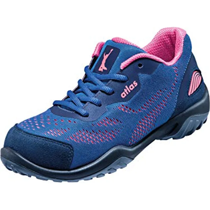 ATLAS GX 100 Women´s Fit, Sicherheitsschuh mit ESD-Anforderungen, blau/pink, atmungsaktives Mesh, 3D-Dämpfungssystem