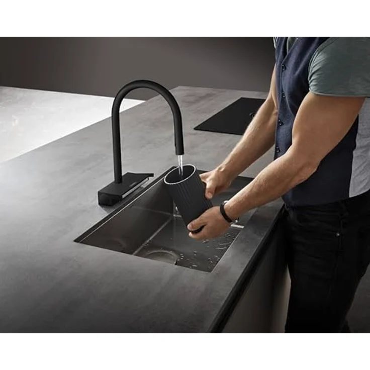 hansgrohe Küchenarmatur Aquno Select M81, Einhebel-Küchenmischer mit Ausziehbrause, Mattschwarz, 3-strufiger Schwenkbereich, 50 cm Auszugslänge – Bild 8
