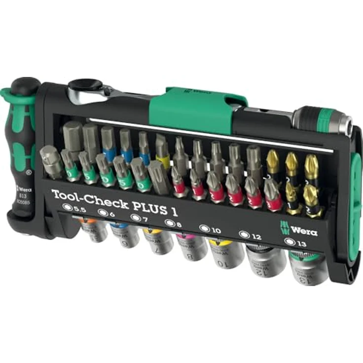 Wera Tool-Check PLUS 1 05049055001, 39-teiliges Bit-Set mit Schlitz, Kreuzschlitz Phillips, Kreuzschlitz Pozidriv, kompakt und ergonomisch mit 1/4" Bit-Ratsche und BiTorsion-Zone – Bild 2