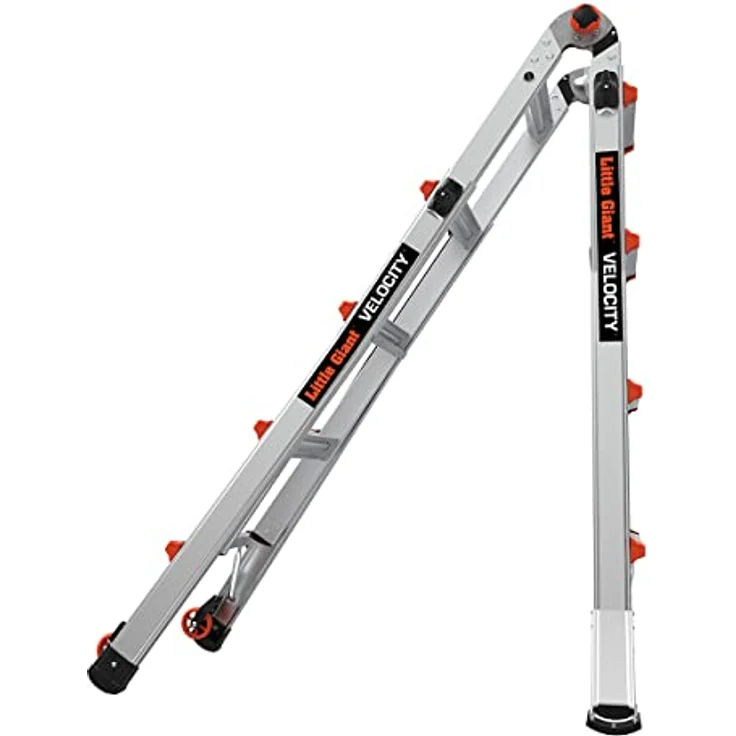 Little Giant Geschwindigkeit M 17 Aluminium Leiter, multifunktional mit Rock Lock Einstellern und Tip & Glide Rädern, silber – Bild 5