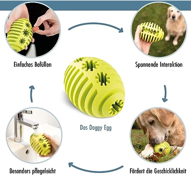 Homes&Bones Doggy Egg Hundespielzeug befüllbar aus Naturkautschuk zur Hundebeschäftigung als Futterball, Wurfspielzeug & Intelligenzspielzeug für mittlere bis große Hunde grün – Bild 4