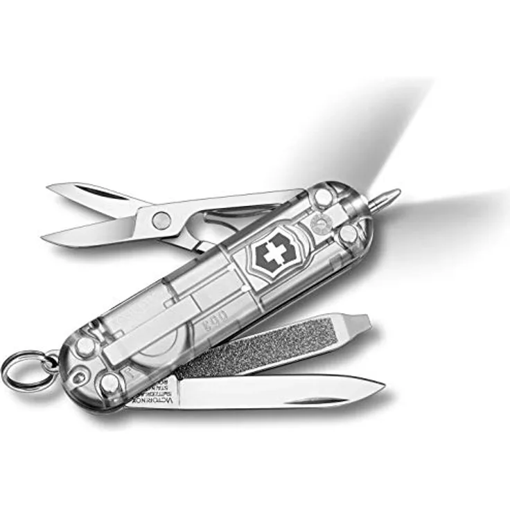 Victorinox Signature Lite SilverTech 0.6226.T7, Schweizer Taschenmesser mit 7 Funktionen und LED-Beleuchtung, silber