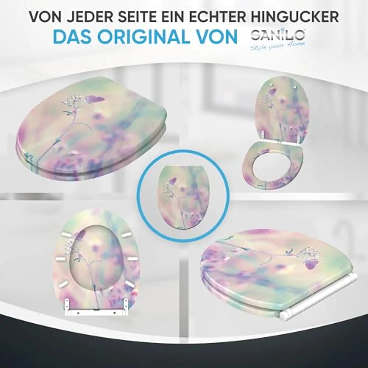 Sanilo WC Sitz Top Fix Meadow, mit Absenkautomatik und antibakterieller Beschichtung, bruchsicheres Holz – Bild 7