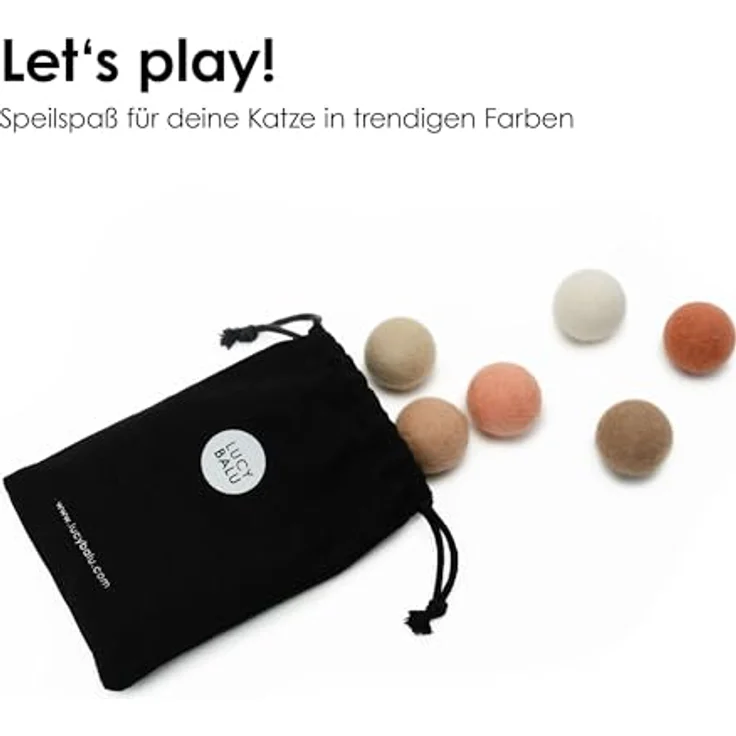LucyBalu® Filzbälle für Katzen, 6er Set aus 100% Wolle, natürliche Spielbälle in Peach Fuzz, Fair Trade aus Nepal – Bild 3