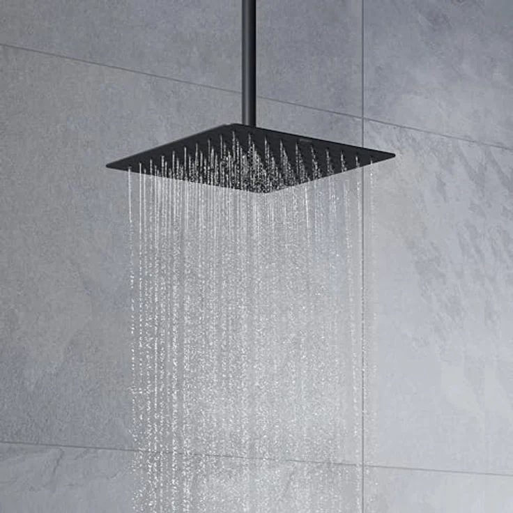 Duravit Universal Duscharm, Duscharmatur mit Deckenbefestigung, rund, 300 mm, Schwarz Matt, inklusive Befestigungsmaterial und Montageanleitung – Bild 4