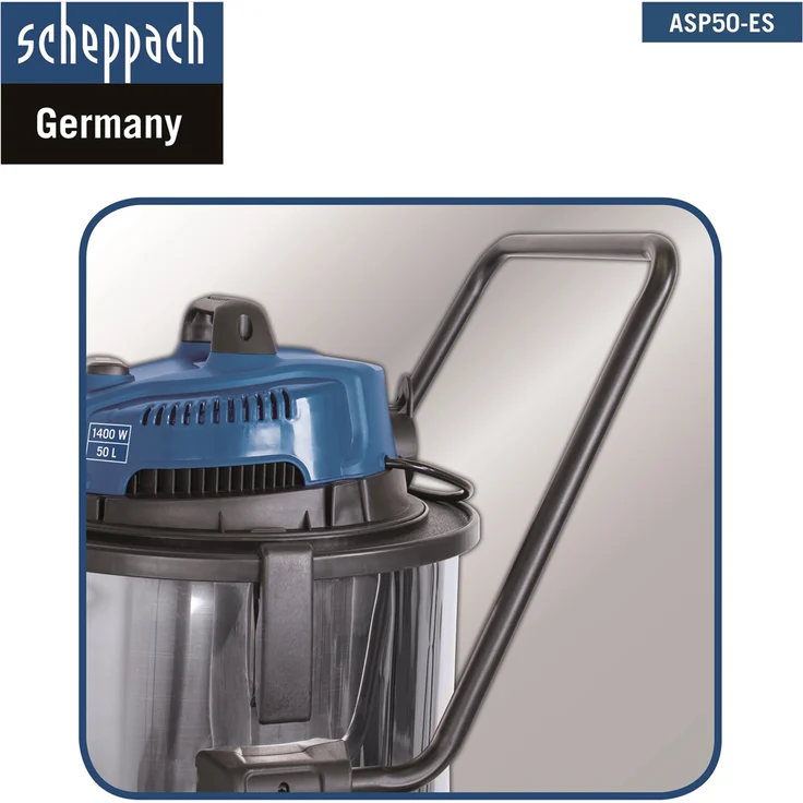Scheppach Nass und Trockensauger ASP50-ES Nasssauger Staubsauger | 1400 W Leistung | 50 l Behälter | Einschaltautomatik | inkl. Zubehör – Bild 5