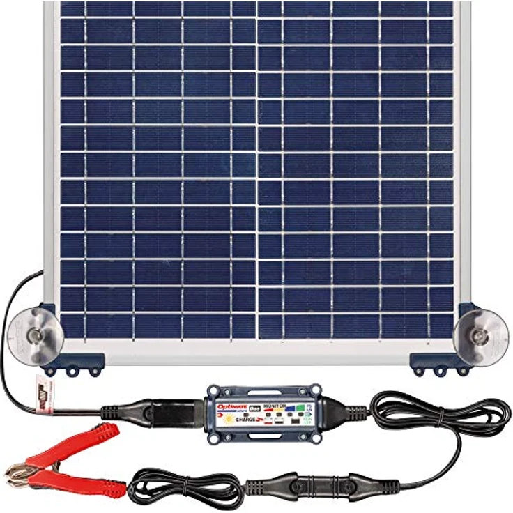 Tecmate Optimate Solar Duo 20W, Solarpanel Reise-Kit mit 6-Stufen Smart-Ladegerät für 12V Blei-Säure- und Lithiumbatterien, wetterfest – Bild 2