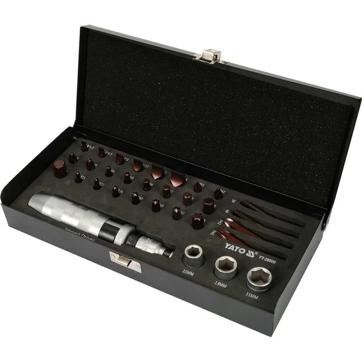 Yato Schraubenzieher Handschlagschrauber Satz 32-teilig 168mm Profi, Schwarz