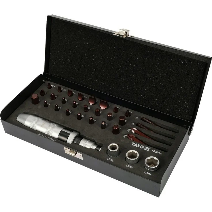 Yato Schraubenzieher Handschlagschrauber Satz 32-teilig 168mm Profi, Schwarz – Bild 1