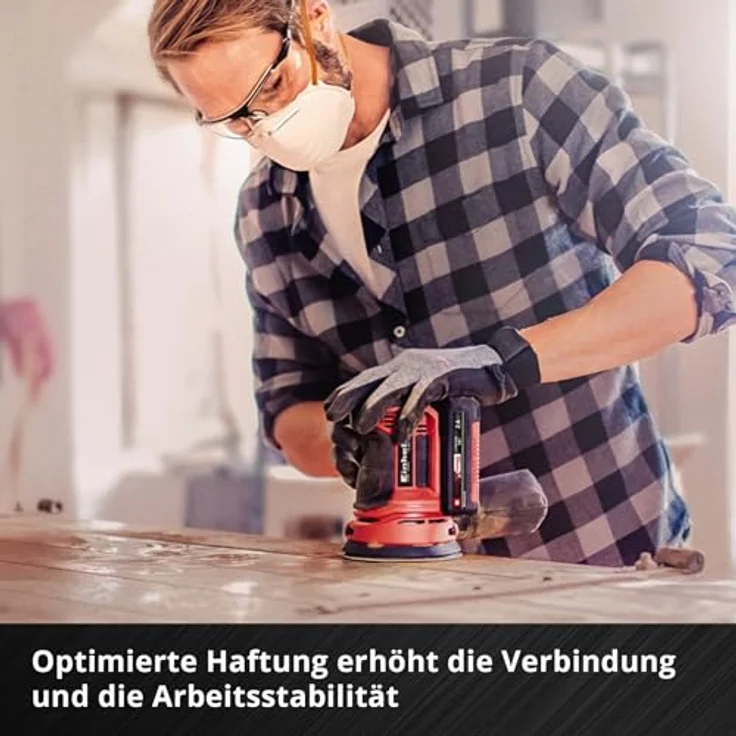 Einhell Schleiftellerschoner, Ø 123 mm, doppelseitige Klettaufnahme, hochbelastbar, optimierte Haftung für 125 mm Exzenterschleifer – Bild 5