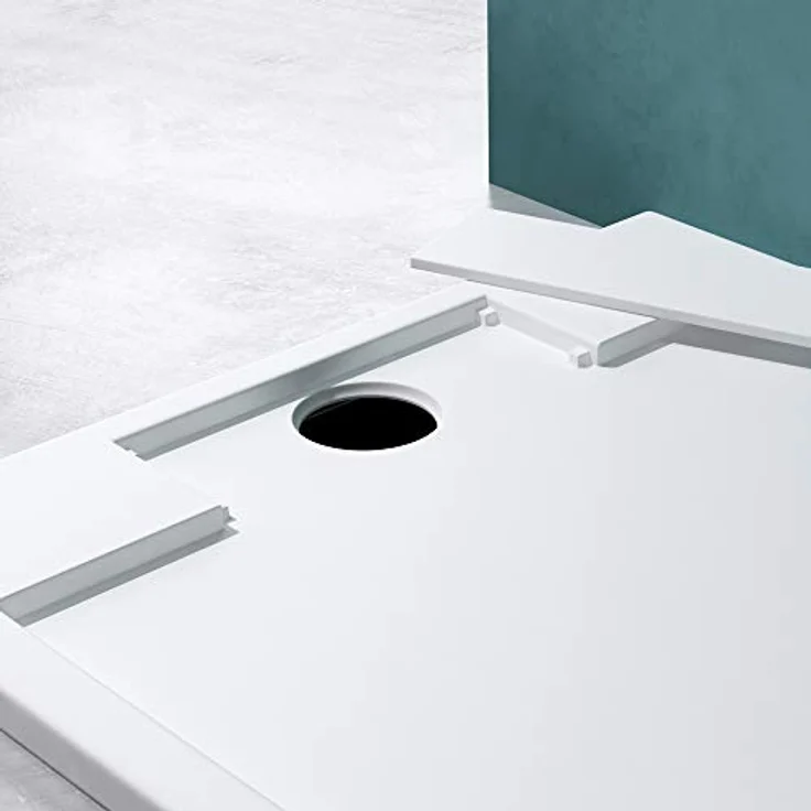 doporro® Duschtasse Duschwanne Geoma04W 90x90x4 flach Mineralgusswanne Rechteck Weiß auch für bodenebene Montage möglich – Bild 3