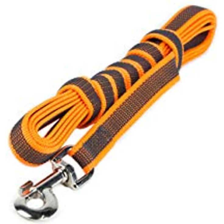JULIUS K-9 IDC Color & Gray gumierte Leine, 20 mm x 3 m ohne Schlaufe, strapazierfähiger Textilstoff, Orange-Grau – Bild 3