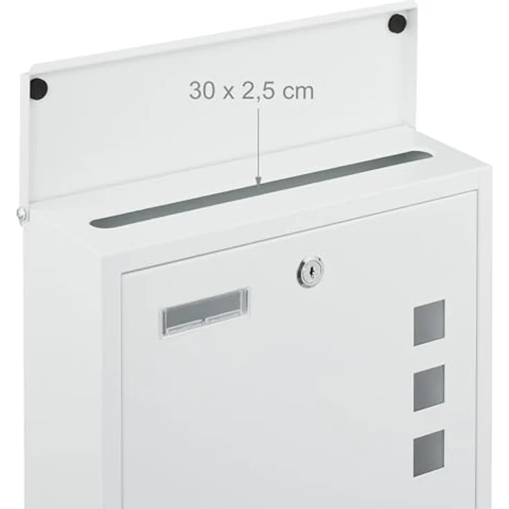 relaxdays Wandbriefkasten, Briefkasten mit Sichtfenster für DIN C4-Post, weiß – Bild 5