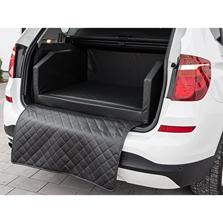 CopcoPet - Travel Bed Hundebett für Kofferraum 70x55 cm Kunstleder Schwarz - Wasserabweisend & Kratzfest - Rutschfest & robust mit Schutzdecke – Bild 2