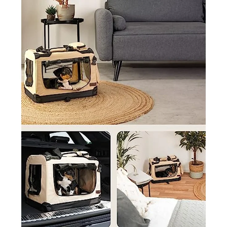 lionto Hundetransportbox Hundetasche Hundebox faltbare Kleintiertasche, (S) 50x34x36 cm beige – Bild 2