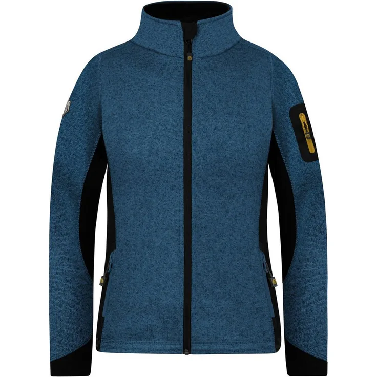 normani Fleecejacke Damen Strickjacke „Pukaskwa“ mit Stehkragen und Seitentaschen, recyceltes Polyester, schwarz