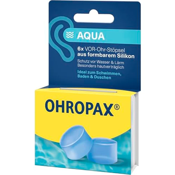 OHROPAX Aqua Ohrstöpsel – VOR-Ohr-Stöpsel aus formbarem Silikon – Schalldämmwert SNR 23 dB – 6 Stück – Bild 3