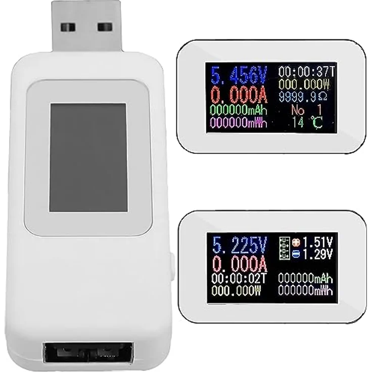 Retoo Spannungsprüfer USB Multimeter Tester Messgerät Leistungstester Strommessgerät, (USB-Messgerät Handbuch auf Deutsch Originalverpackung), Verbesserte Version, Speicherfunktion, Breite Anwendung, Genauigkeit – Bild 7