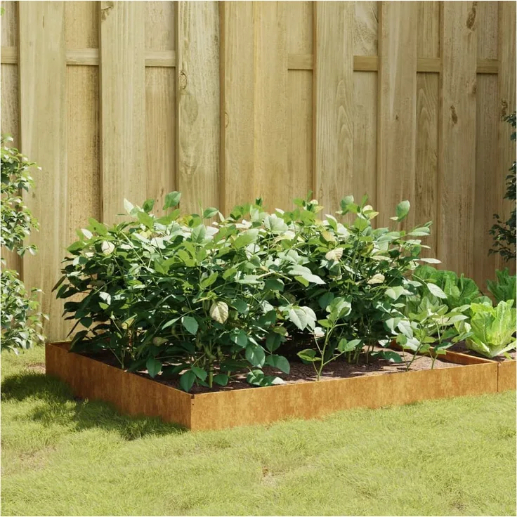 furnicato Hochbeet 100x100x26 cm, Cortenstahl mit rostiger Optik, langlebig und wartungsfrei
