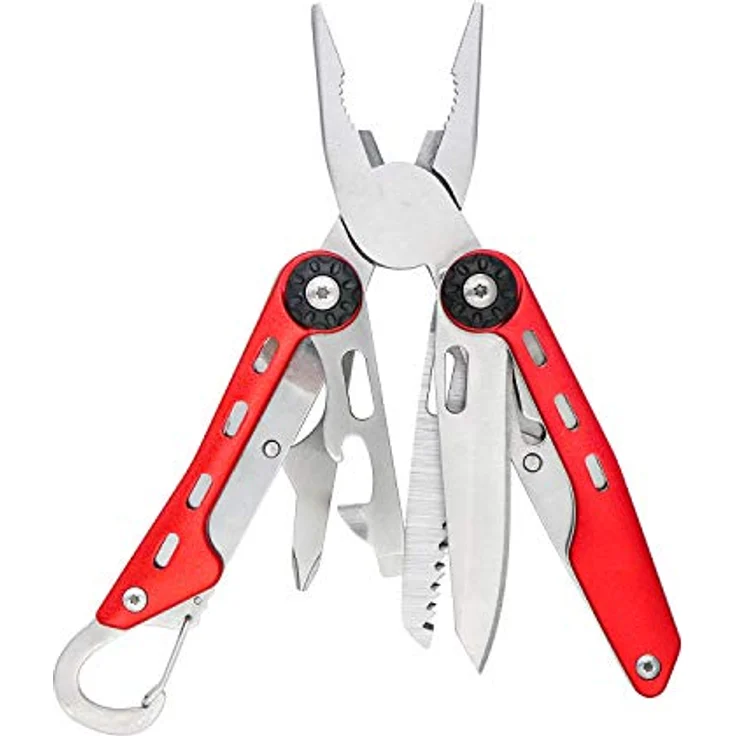 Amazon Basics 10-in-1-Multitool-Sicherheitsschloss, Multifunktionswerkzeug aus Edelstahl mit Nylon-Tasche, 10.4 x 4.5 x 2.03 cm, Rot – Bild 1