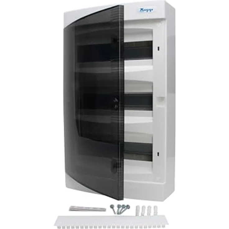 Kopp Abdeckrahmen 350913049, Kunststoff, IP40 Aufputz-Verteilerkasten, 3-reihig für 36 Pole, 287x526x112mm