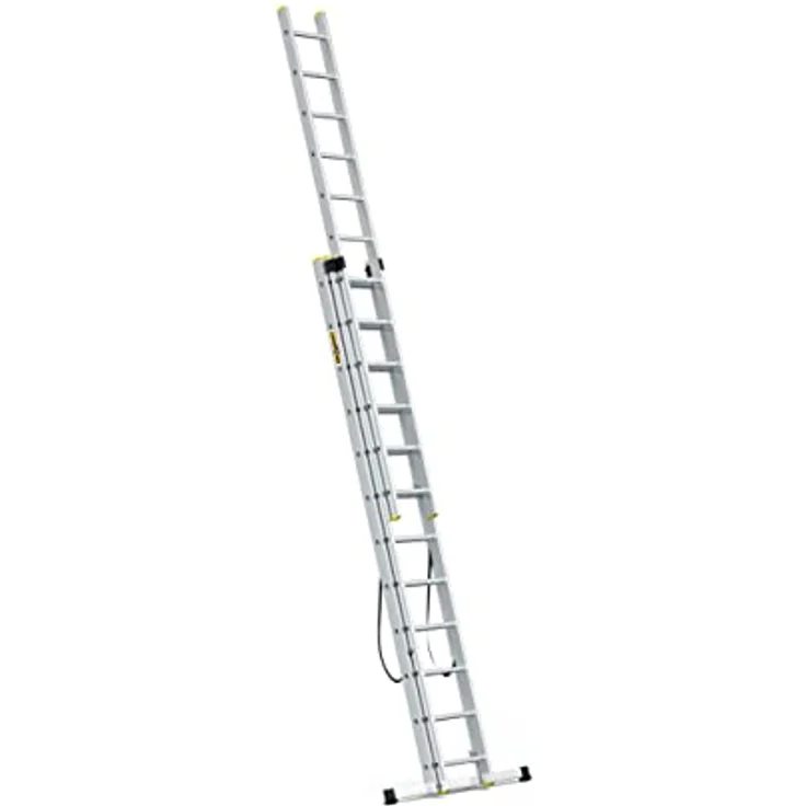 DRABEST Leiter PRO Serie Aluminium Vielzweckleiter 3x12 Stufen Klappleiter 3-teilig Industrieleiter Arbeitshöhe 8 m Belastbarkeit 150 kg Eimerhaken – Bild 3