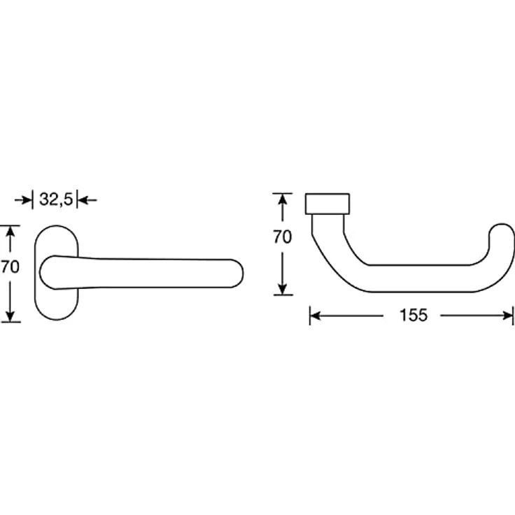 FSB 0 11143 0105 Rahmentürdrücker 06 1146 Hochhaltefeder B ovale Rosette Aluminium Silber, Türgriff mit automatischer Rückholfunktion, EN 1906 Klasse 4, 32,5 x 70 mm, Befestigungszubehör enthalten – Bild 2