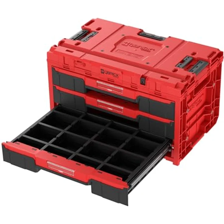 QBRICK System ONE Drawer 3 Toolbox 2.0, Modulare Werkzeugbox in Red Ultra HD mit 3 Schubladen und 27 l Kapazität, 587 x 380 x 340 mm – Bild 4