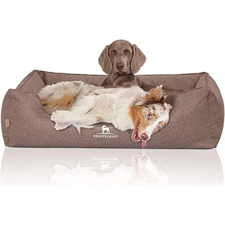 Knuffelwuff Orthopädisches Hundebett Wippo aus Velours mit Handwebcharakter XXXL 155 x 105cm in Potatoe - abnehmbarer Bezug - waschbar - für große, mittelgroße und kleine Hunde