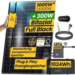 EPP.Solar 1000W Balkonkraftwerk mit Speicher Komplettset 400W TSOL-MS400 Wechselrichter | TSUN DCU1000 Solarspeicher PV Anlage, Bifaziale Solarmodule, 5,12 kWh erweiterbar, WLAN & Bluetooth, IP65-zertifiziert, TÜV-zertifiziert, Glas-Glas-Design, 30-jährige Leistungsgarantie, blau