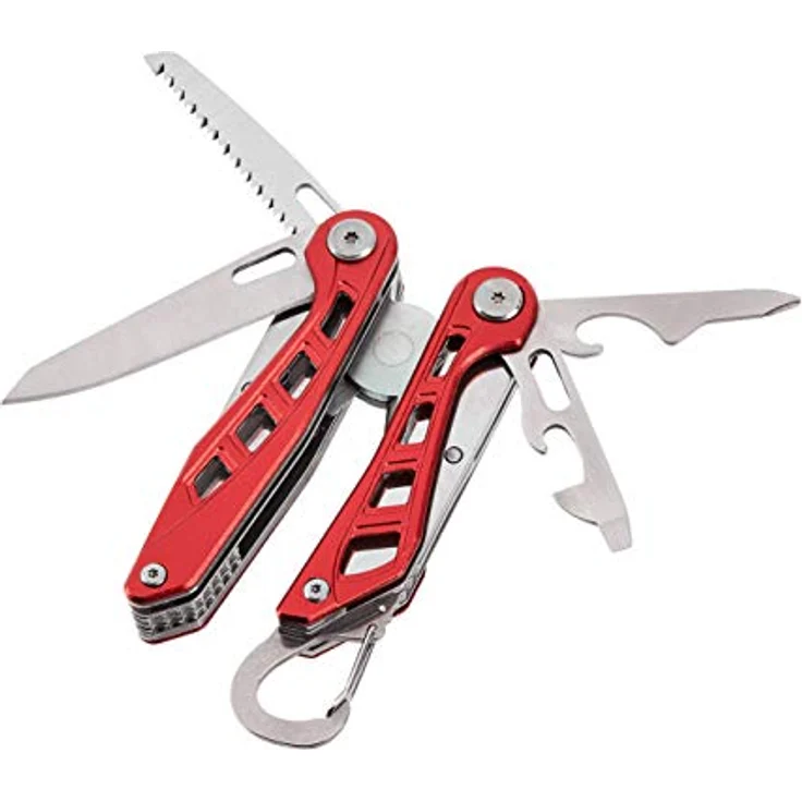 Amazon Basics 8-in-1-Multitool Sicherheitsschloss aus Edelstahl mit Spitzzange, Drahtschneider und Nylonscheide, Rot – Bild 3