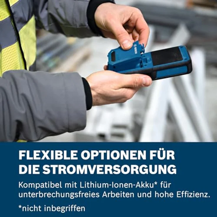 Bosch Professional GMM 1-15 Holzfeuchtemessgerät, nicht-invasiver Feuchtigkeitsmesser für 37 Holzarten und 10 Baustoffe, IP65 geschützt – Bild 2