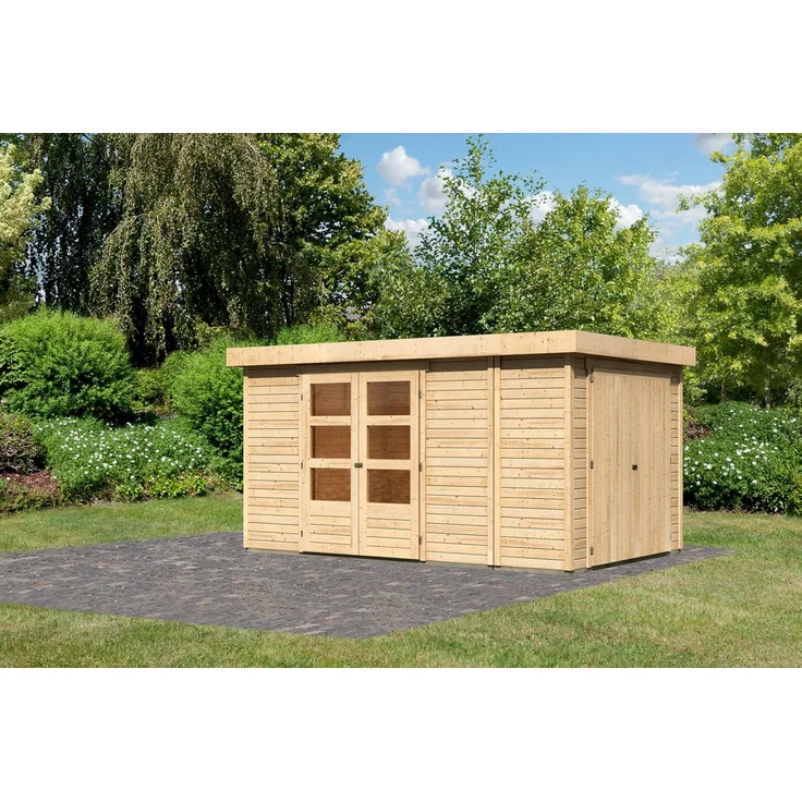 Karibu Gartenhaus Retola 6, BxT: 404x262 cm, nordische Fichte, Flachdach, Anbauschrank