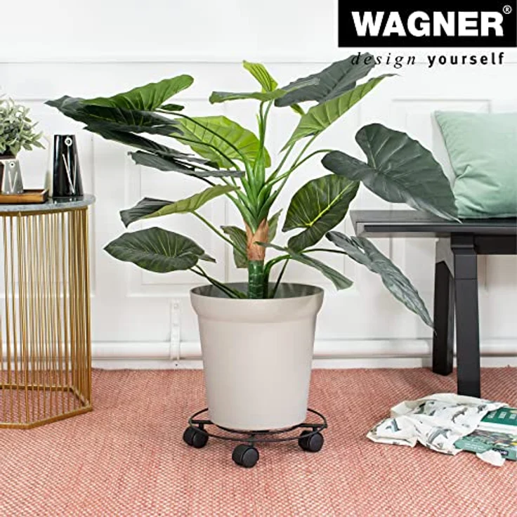 Wagner Pflanzenroller Draht GH 0943, Schwarz Matt, Ø 30 cm, mobile Basis mit wendigen Doppelrollen für Pflanzgefäße – Bild 3