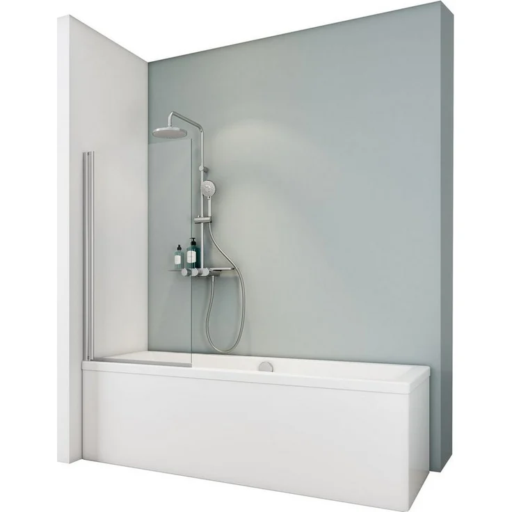Schulte Badewannenfaltwand Komfort, 5 mm Sicherheitsglas, pendelbar, 70x130 cm, Chromoptik – Bild 1