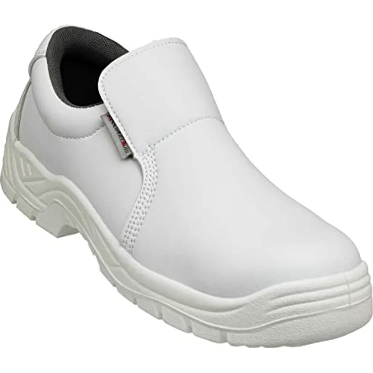 Artmas Arbeitsschuhe Sicherheitsschuhe S2 WEIß KOCHSCHUHE KÜCHENSCHUHE KOCH Sicherheitsschuh, mokassinartiges Design, zum Hineinschlüpfen