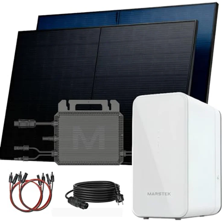SUNNIVA® 1000W Balkonkraftwerk MARSTEK B2500-D, Bifazial Full Black, 2x 500W N-Type Glas-Glas Module, 2,24 kWh Speicher, Plug & Play Solar Komplettset – Bild 1