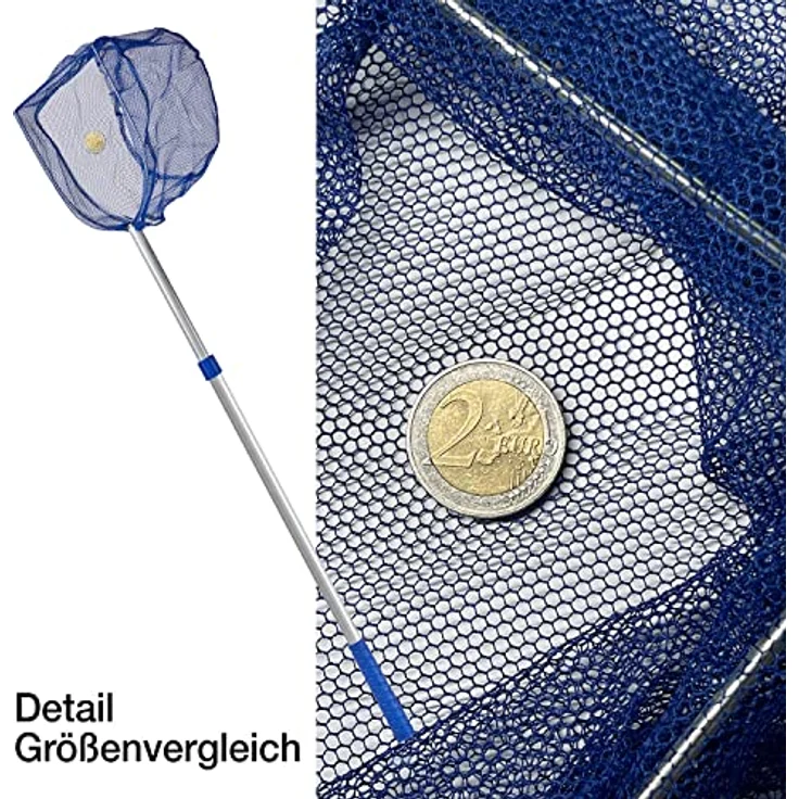 Thats Shopping GmbH Kescher 75 - 121 cm lang - Teleskopstange - Feinmaschig - Für Aquarium & Swimmin – Bild 5
