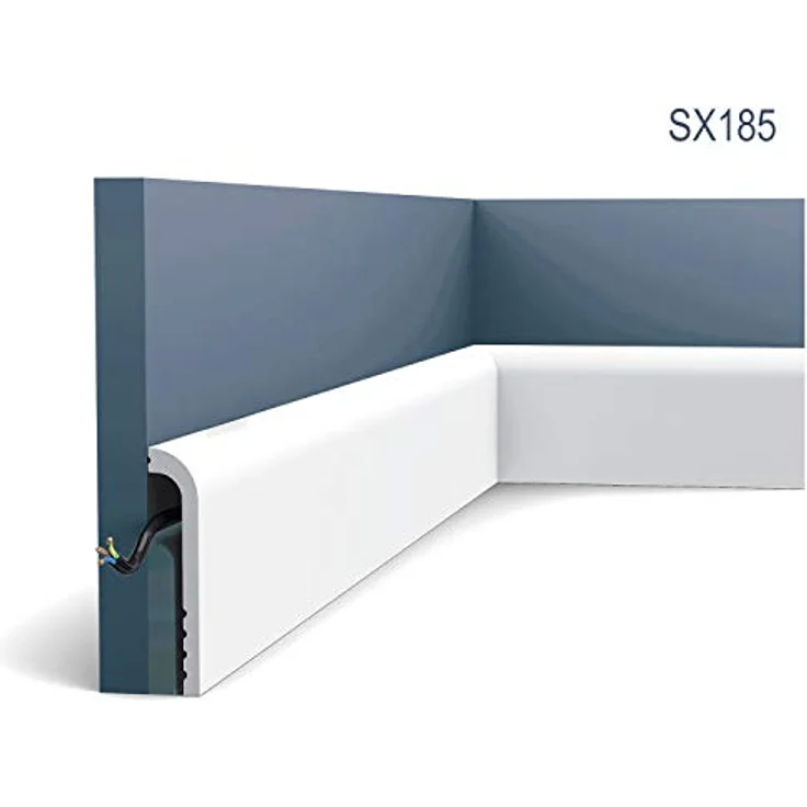 Sockelleiste Decor SX185 LUXXUS CASCADE Zierleiste Stuckleiste Modernes Design weiß 2m - Orac – Bild 3