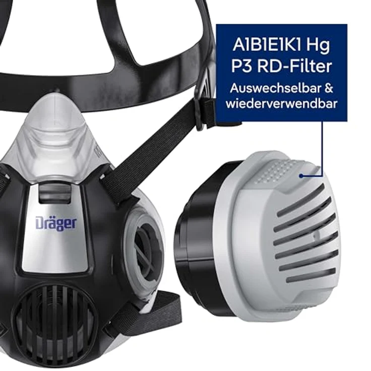 Dräger X-plore 3300 26282 Atemschutz Halbmasken-Set A1B1E1K1-P3R D – Bild 6