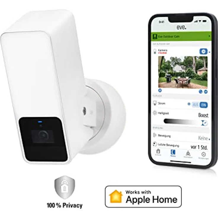 Eve Outdoor Cam (White Edition) – Smarte Überwachungskamera, Flutlicht, Nachtsicht, Bewegungsmelder, Gegensprechanlage, flexible Installation, WLAN, höchster Datenschutz mit Apple HomeKit Secure Video – Bild 2