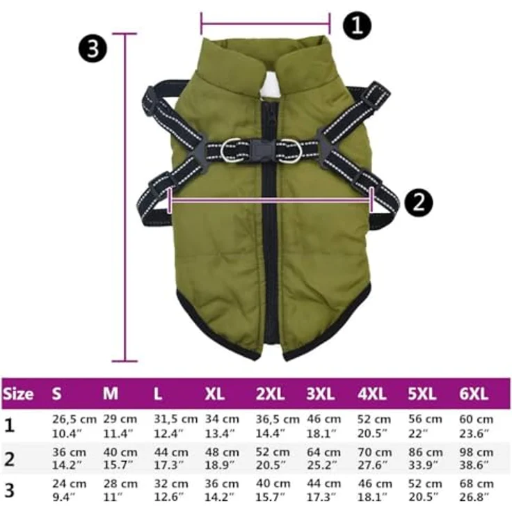 vidaXL Hundemantel mit Geschirr Wasserdicht Reflektierend Armeegrün XL, Outdoor Hundemantel mit verstellbarem Geschirr und Reflexstreifen – Bild 3