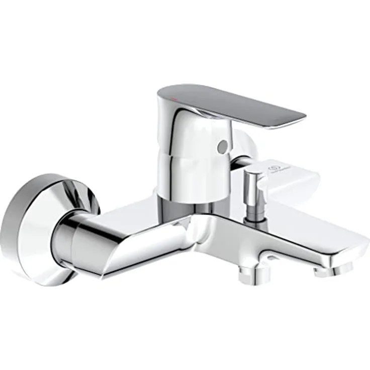 Ideal Standard Badearmatur Connect Air AP, Wandarmatur in Chrom mit metallischem Griff und manueller Temperaturregelung